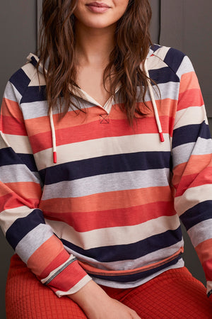 Tribal Striped Hoodie w/ Raglan Sleeve 1934O-3241-0366 Grenadine