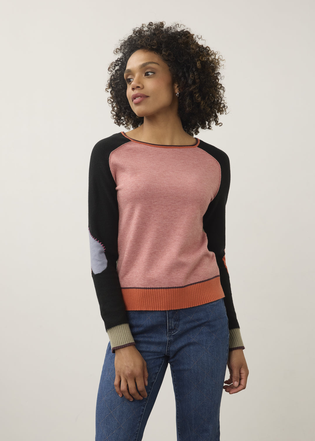 FDJ Long Sleeve Boatneck Sweater 1938203-MVPK Pink Mauve