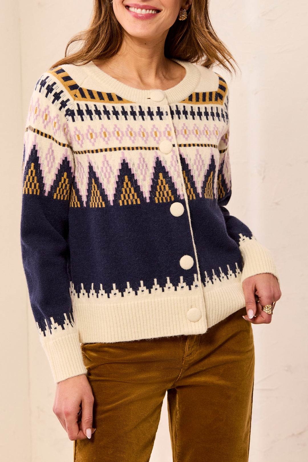 Tribal Button Front Cardigan Sweater 2312O-3814-0805 Sapphire