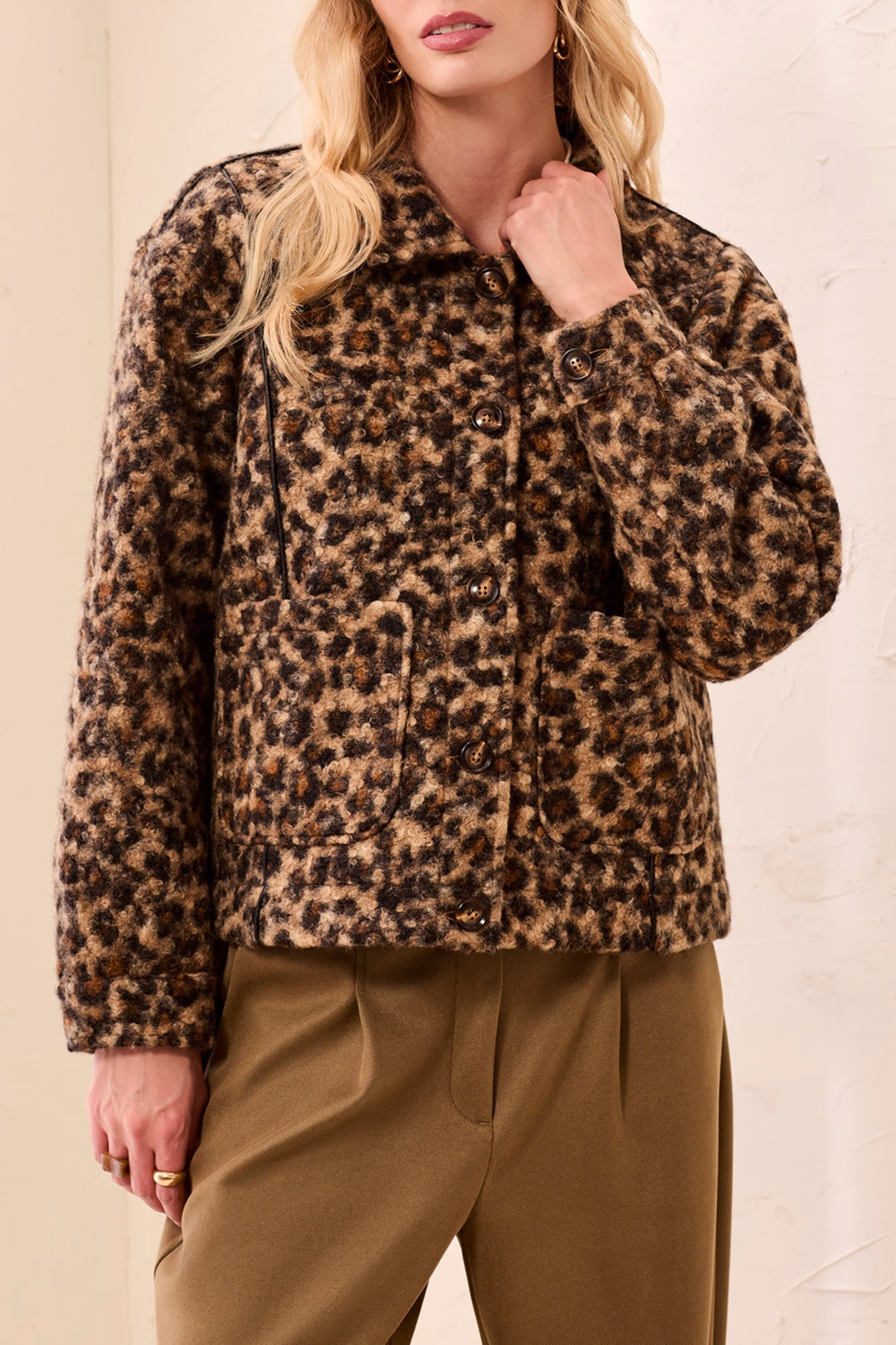 Tribal Button-Front Lined Printed Coat 2370O-8521-3388 Hickory