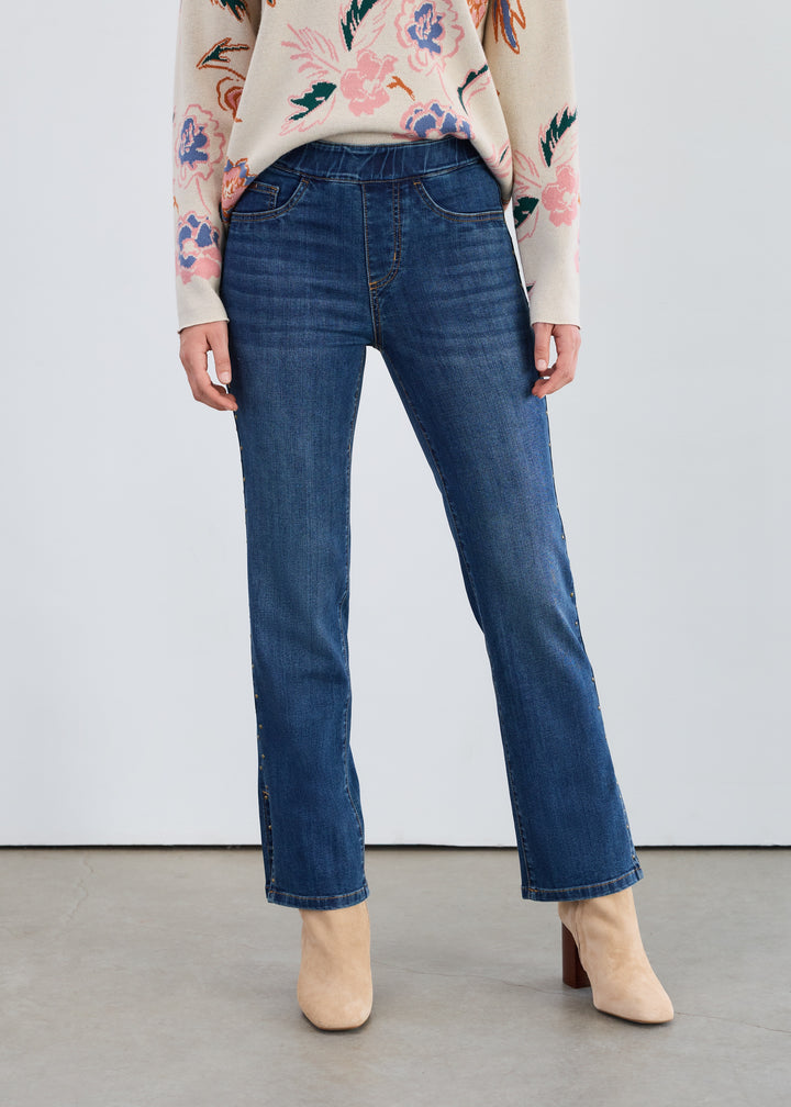 FDJ Pull-On Straight Ankle Jean 2477669-MEDK Medium Dark Wash