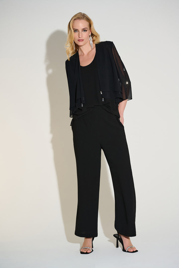 Joseph Ribkoff Georgette Straight Leg Pant 253756-11 Black
