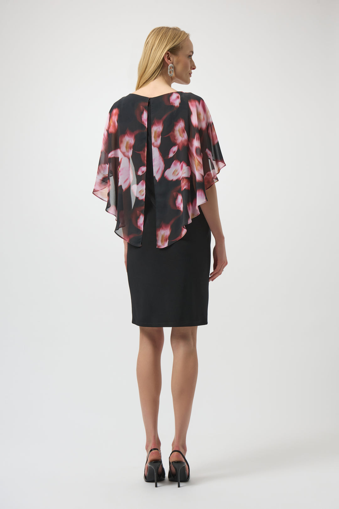 Joseph Ribkoff Knit Dress w/ Chiffon Overlay 254164-178 Black Multi