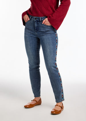 FDJ Olivia Pencil Ankle Embroidered Jean 2694779-MEDBLU Medium Blue