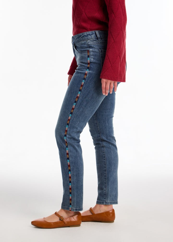 FDJ Olivia Pencil Ankle Embroidered Jean 2694779-MEDBLU Medium Blue