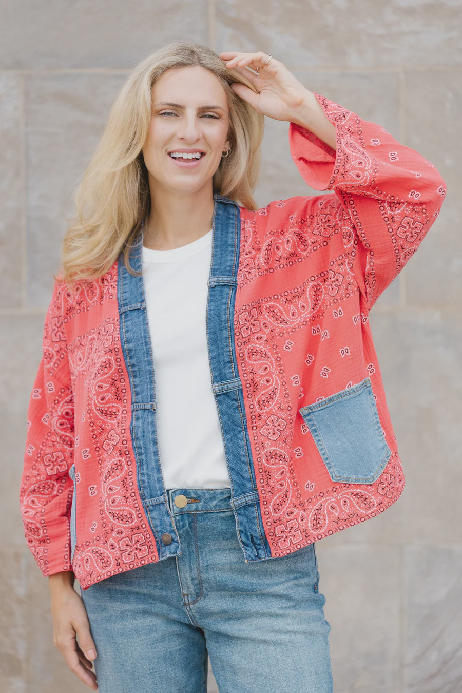 Shannon Passero Bandana Short Kimono 5755 - Red