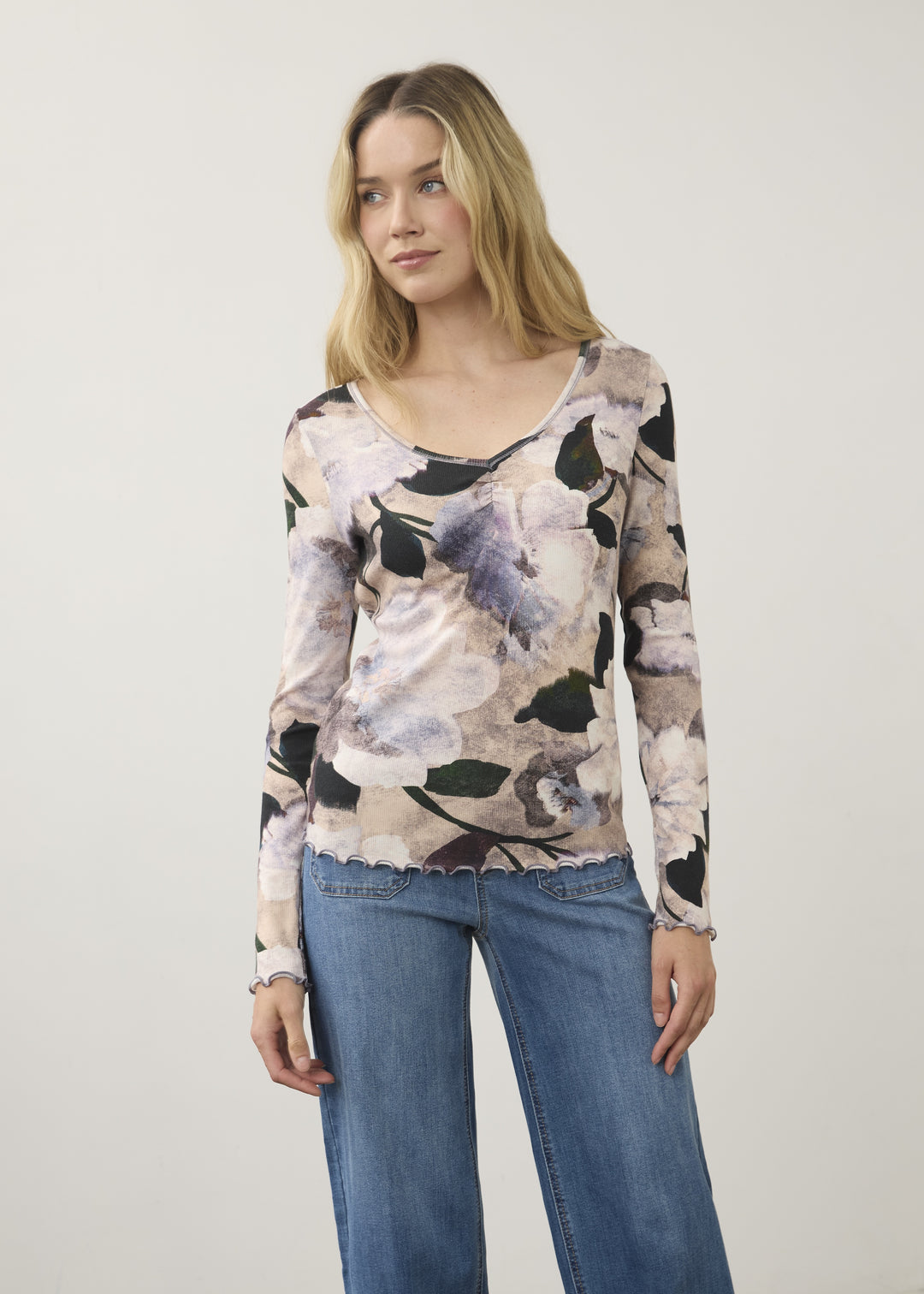 FDJ Long Sleeve V-Neck Top 3077161-WINTER De Winter