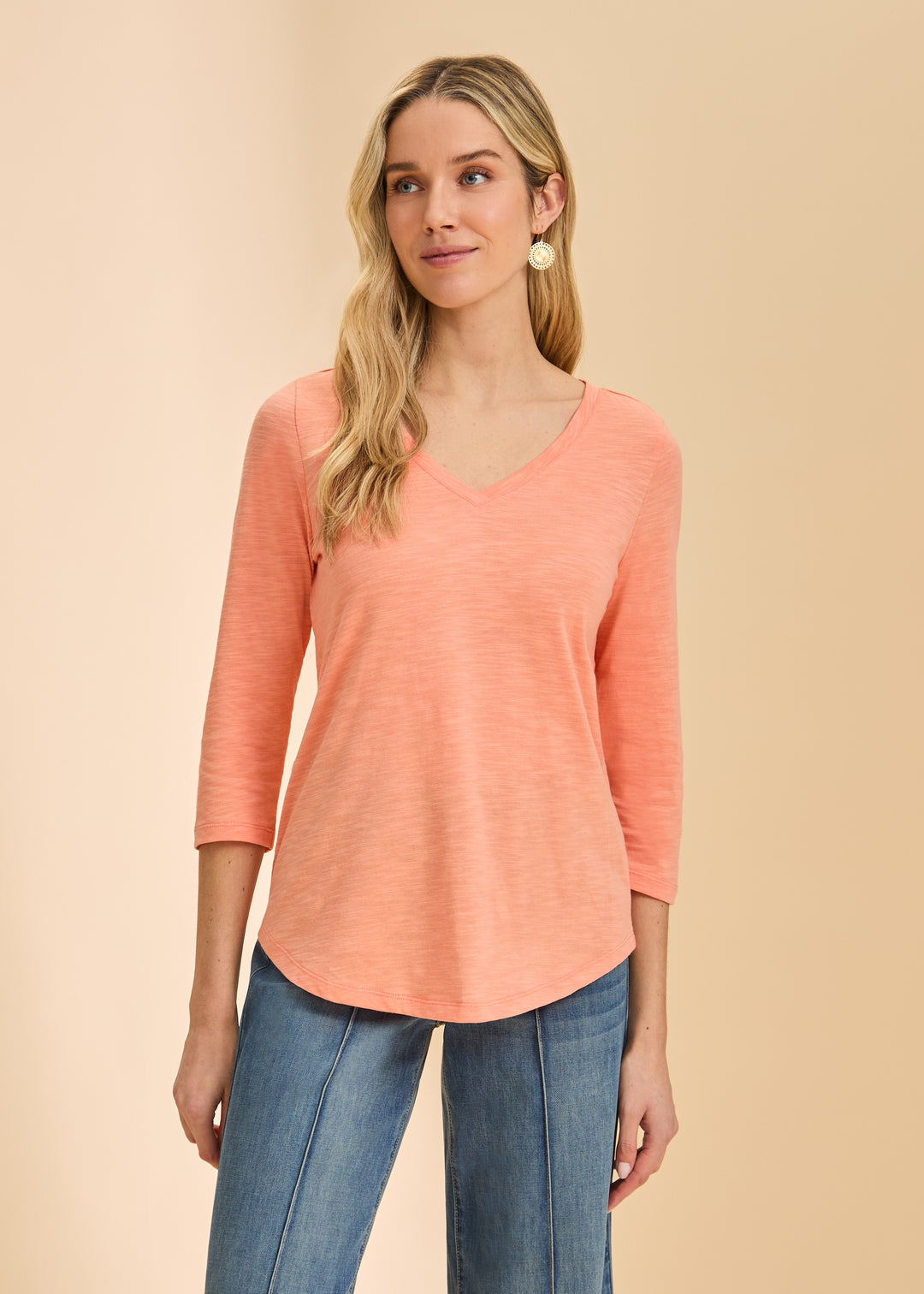 FDJ V-Neck Top 3119476-CANTA Cantaloupe