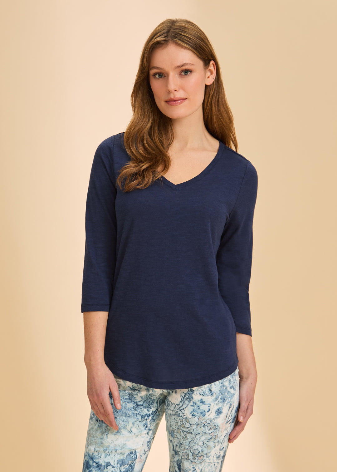 FDJ V-Neck Top 3119476-NVY Navy