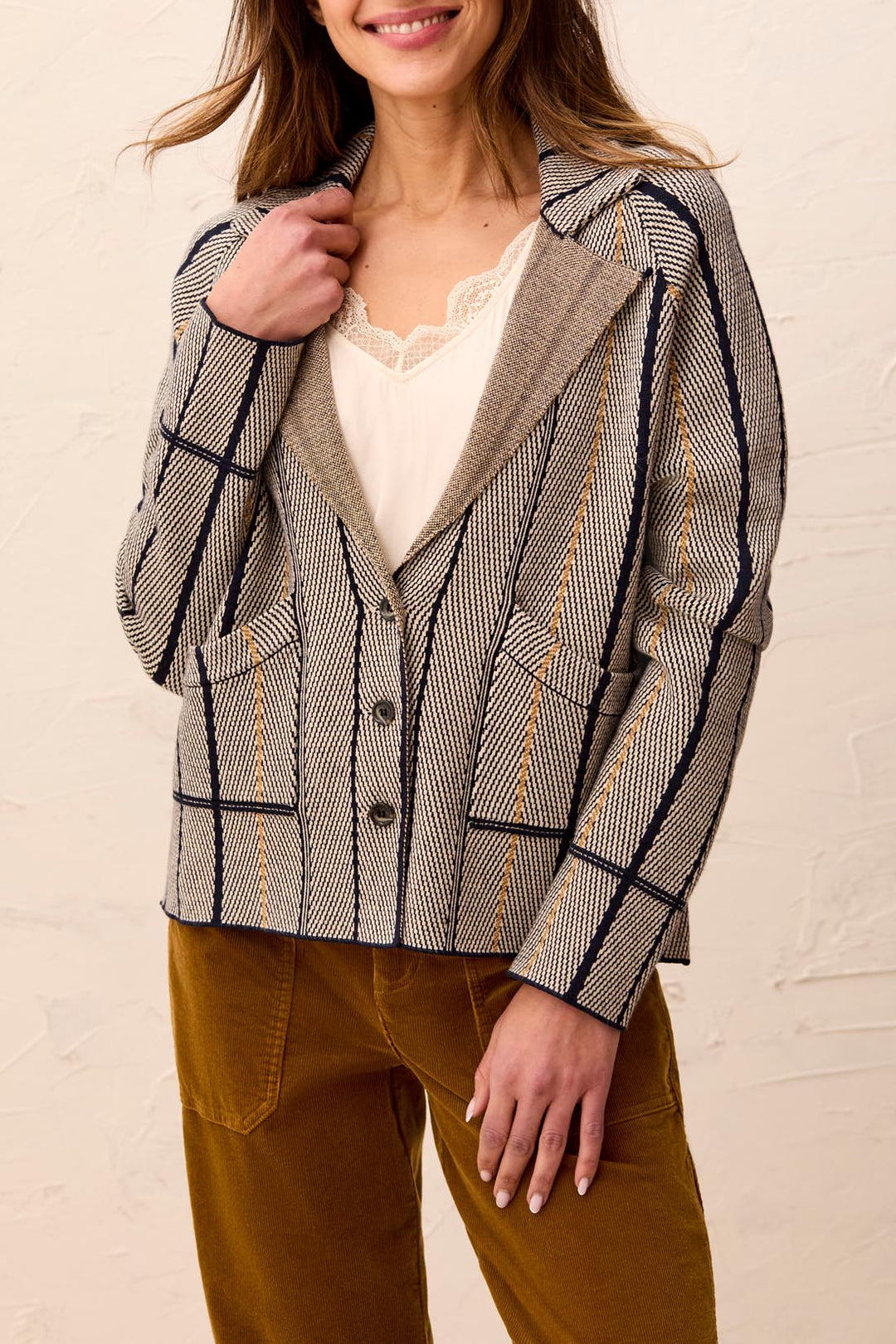 Tribal Cardigan Sweater w/ Pockets 3136O-8234-0805 Sapphire