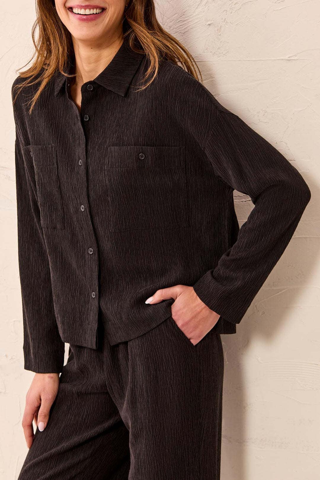 Tribal Long Sleeve Top w/ Pockets 3142O-8503-0002 Black