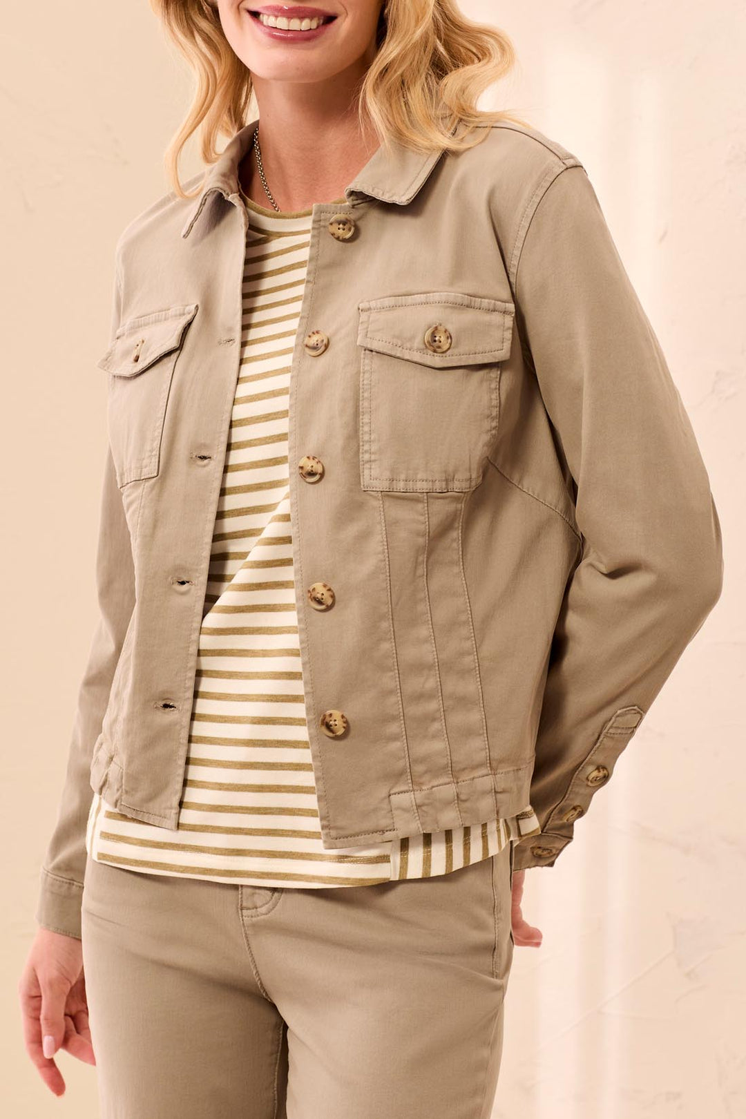 Tribal Button Front Jacket w/ Horn Buttons 3159O-2020W-2224 Dry Sand