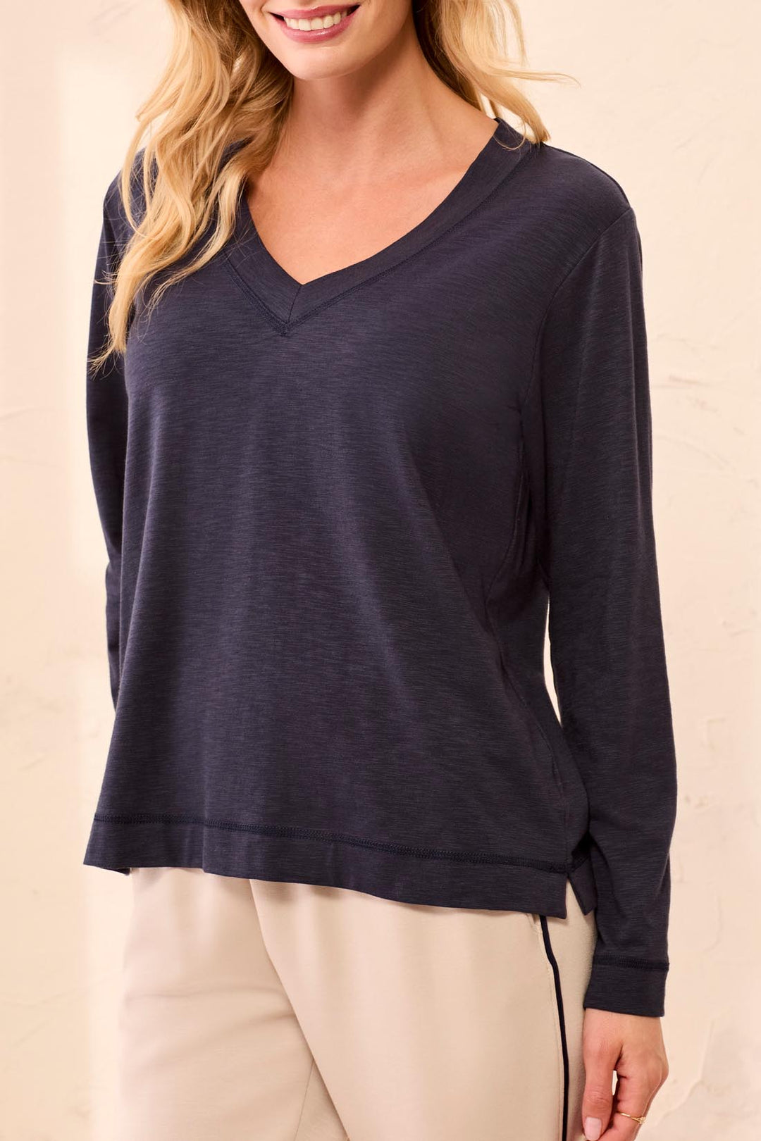 Tribal Long Sleeve V-Neck Top 3169O-8285-0805 Sapphire