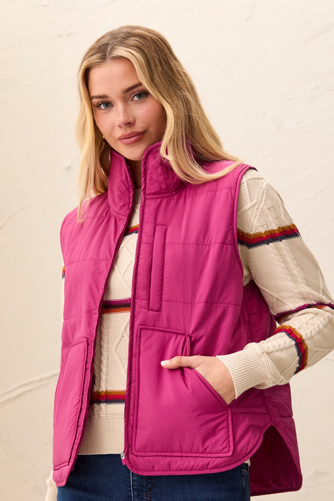 Tribal Packable Puffer Vest 3178O-8515-0773 Mulberry