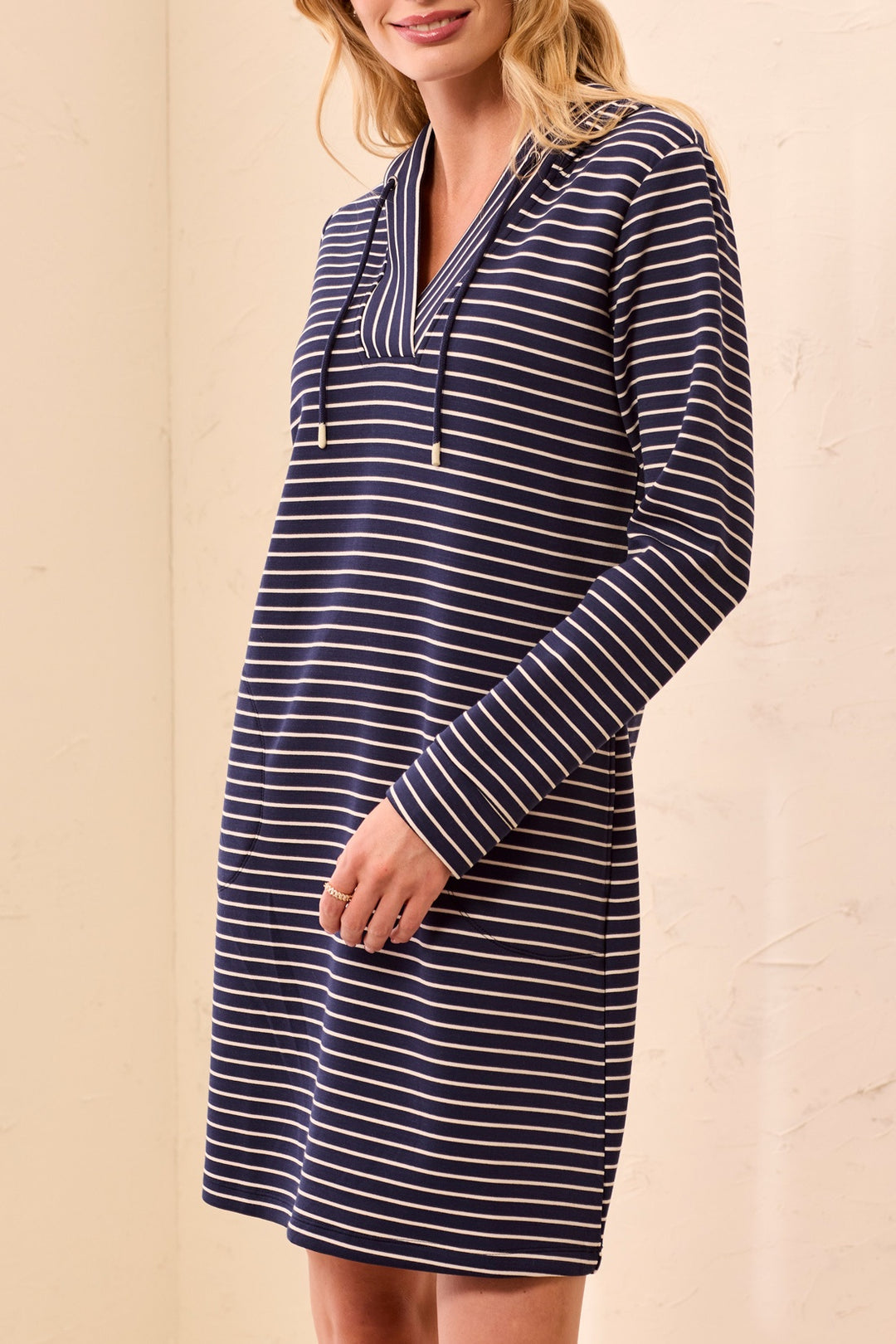 Tribal Long-Sleeve Hooded Knit Dress 3186O-8502-3068 Jet Blue