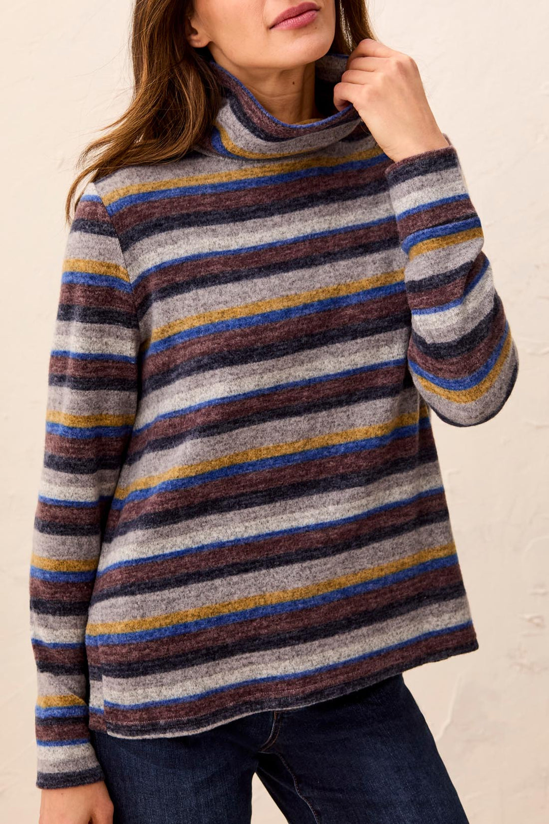 Tribal Long Sleeve Funnel Neck Top w/ Side Slits 3191O-3603-3383 Stellar