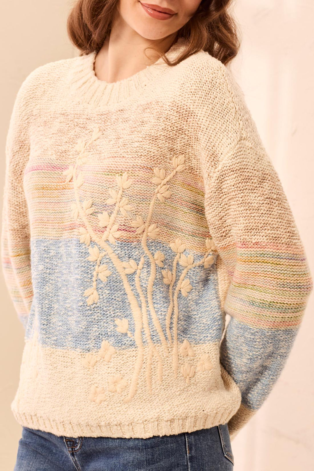 Tribal Crew Neck Sweater 3194O-8495-1524 Azure
