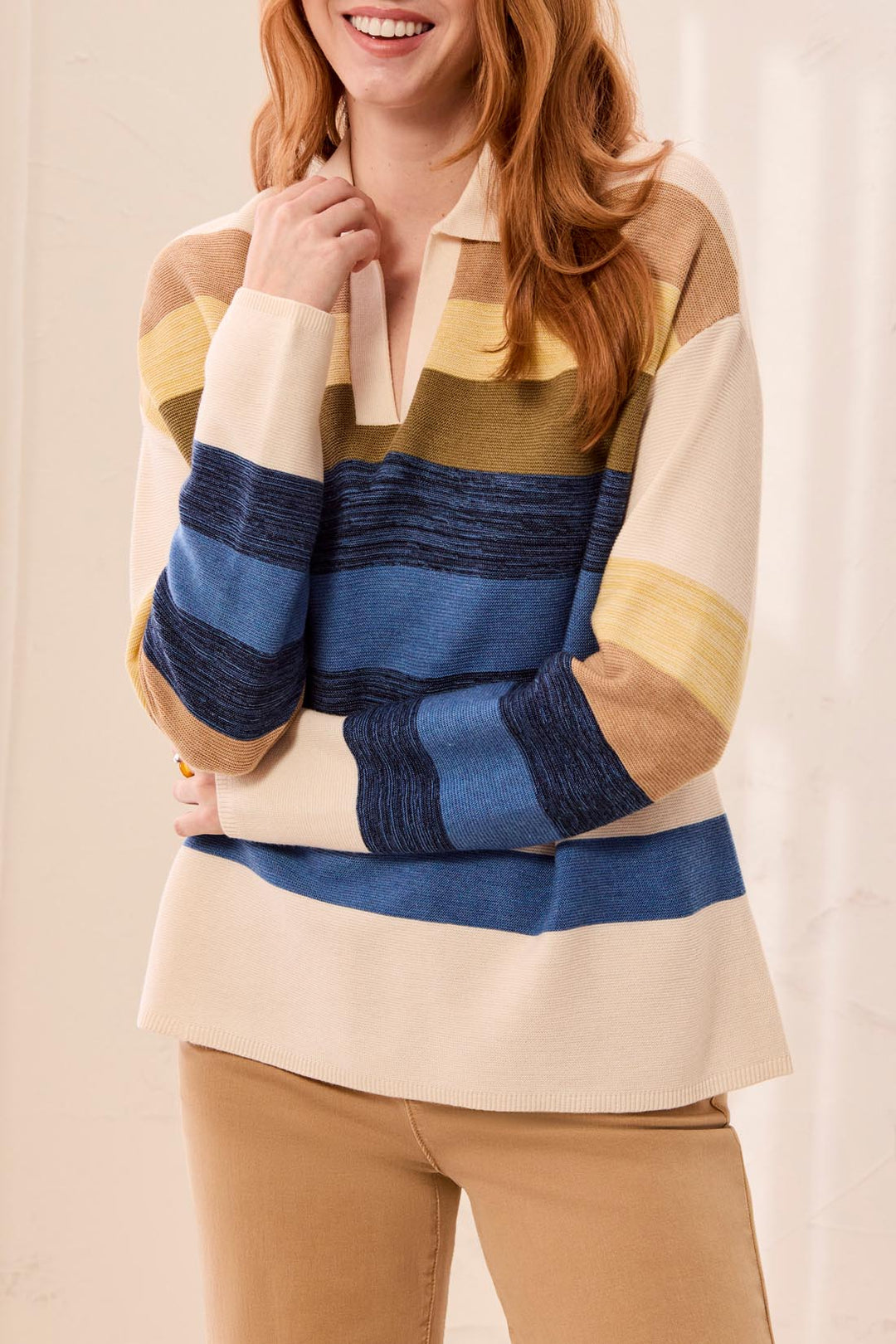Tribal Sweater w/ Johnny Collar 3197O-8307-0849 Aloe