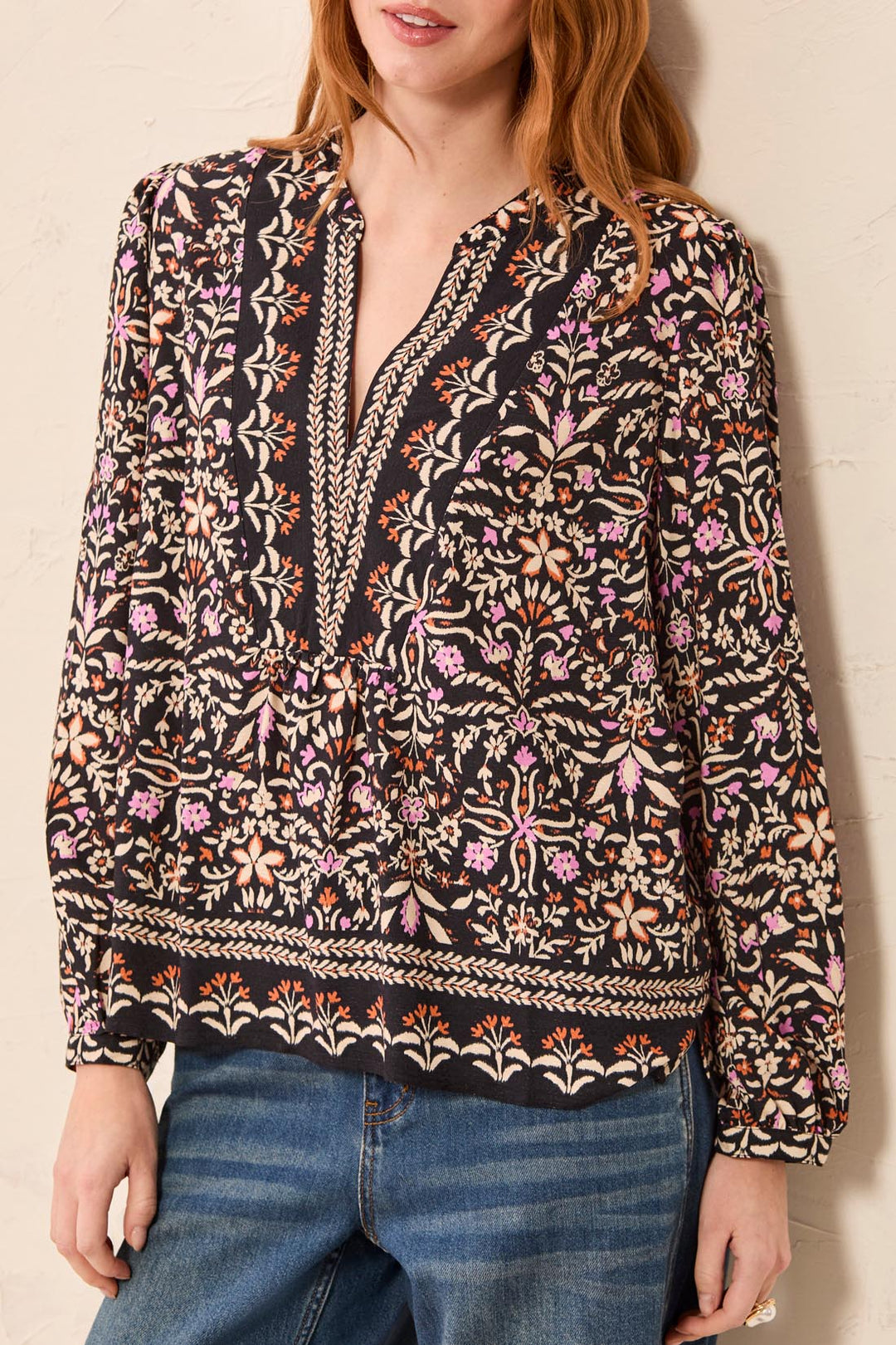 Tribal 3/4 Sleeve Woven Blouse 3254O-3912-0002 Black