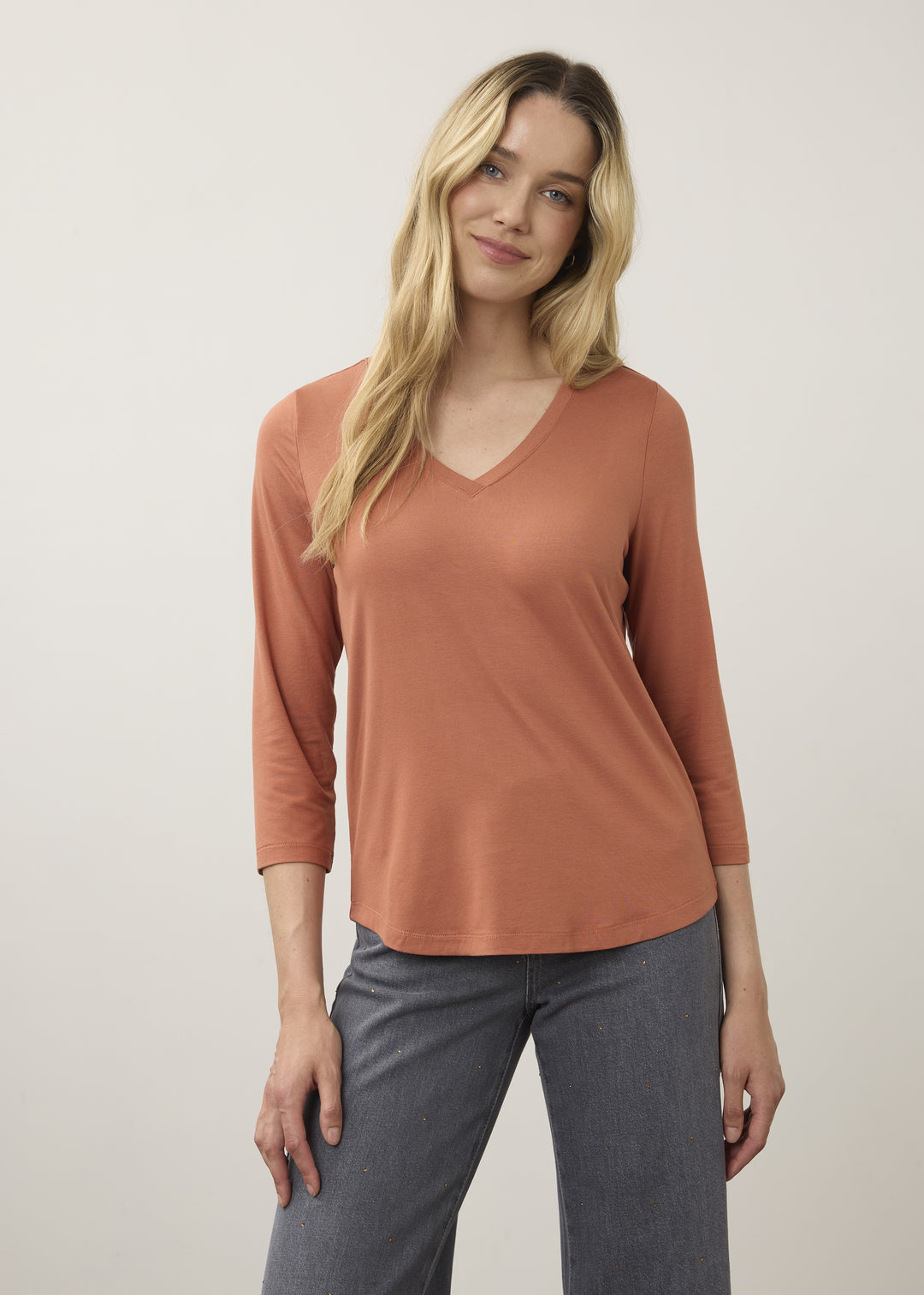 FDJ V-Neck Top 3318756-PUMKN Pumpkin