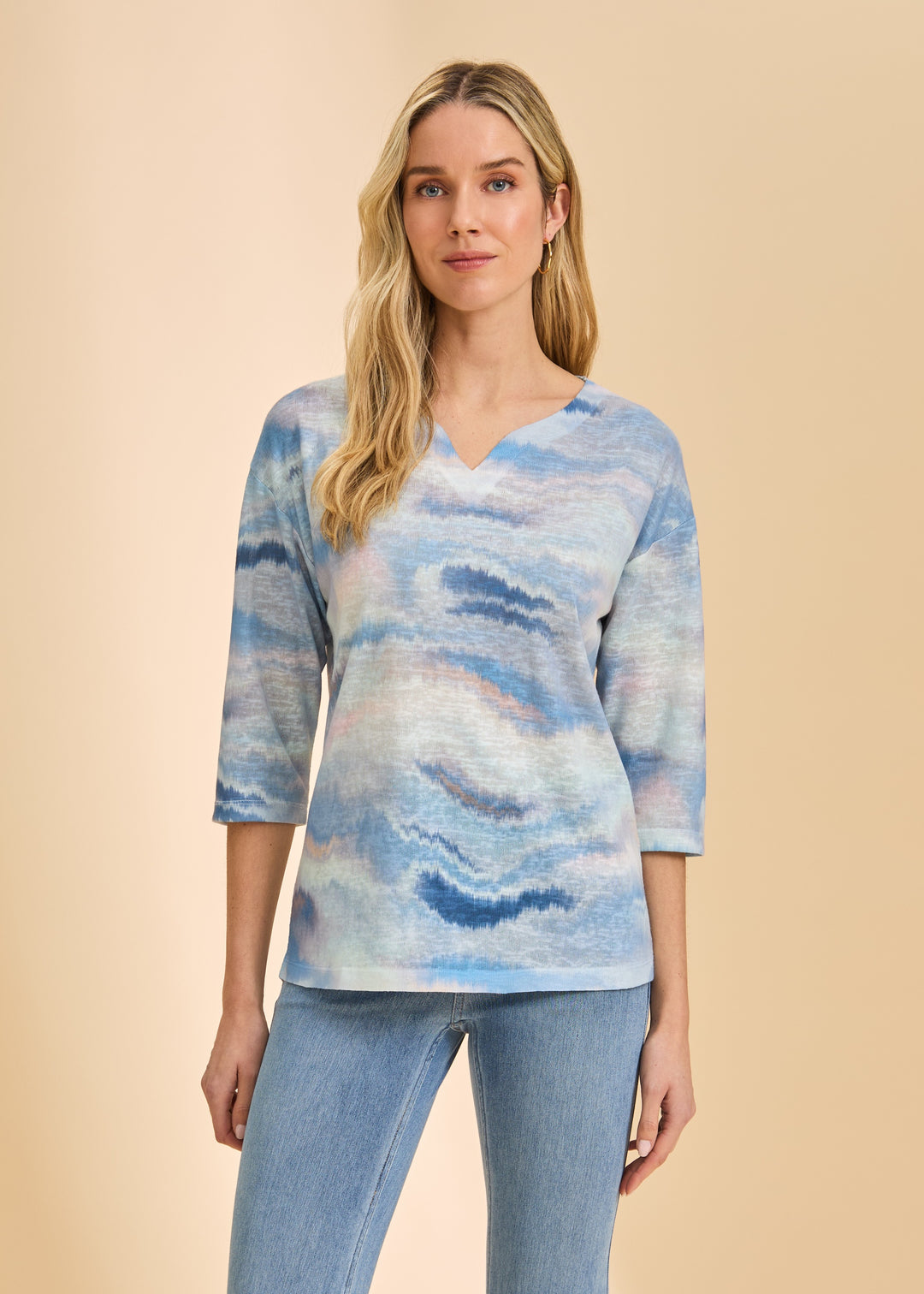 FDJ Drop Shoulder Notch Neck Top 3421451-NEUTRA Neutral Dip