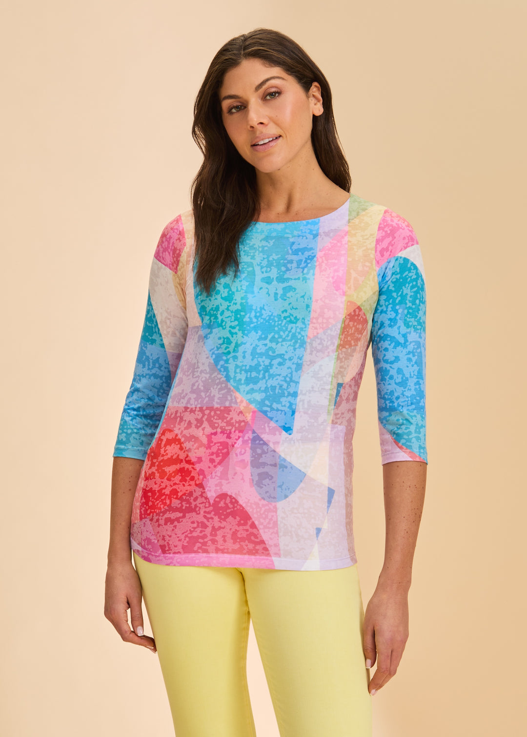 FDJ Boat Neck Top 3446844-PRT Spring Awakening