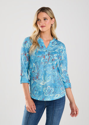 FDJ Henley Top 3451451-PAISLY - Paisley Print - 1 ONLY SIZE X-LARGE - 20% OFF