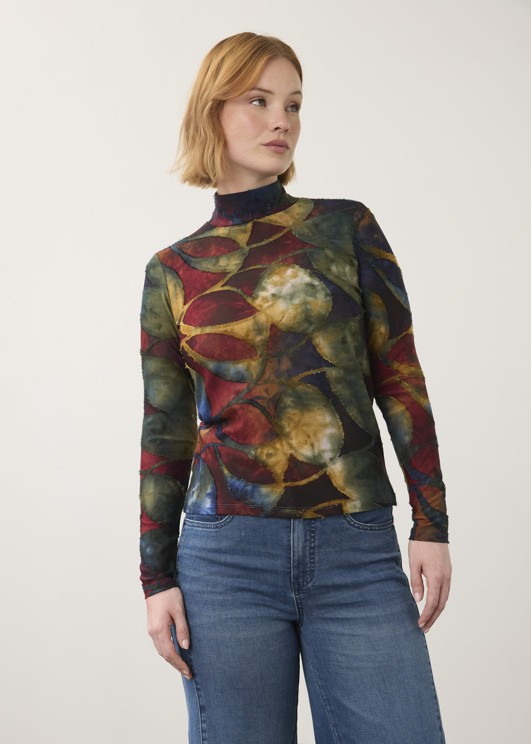 FDJ Long Sleeve Mock Neck Top 3642126-AUT Autumnal
