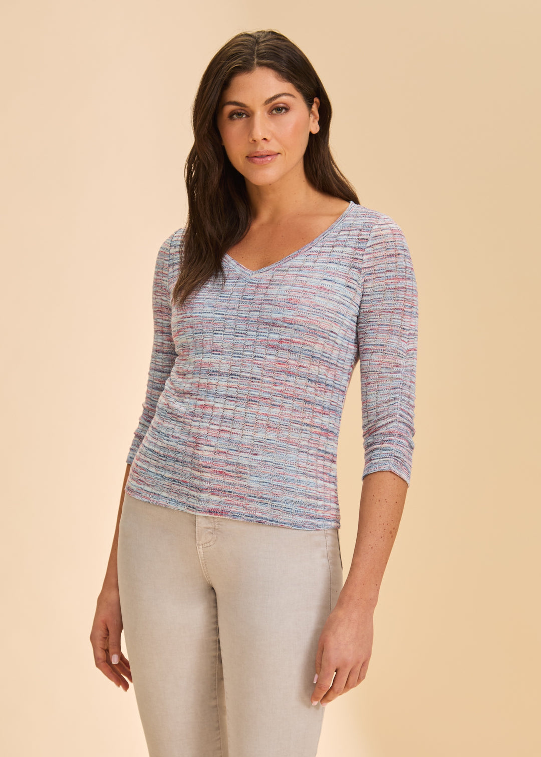 FDJ V-Neck Top 3692305-RAINBO Rainbow Space Dye