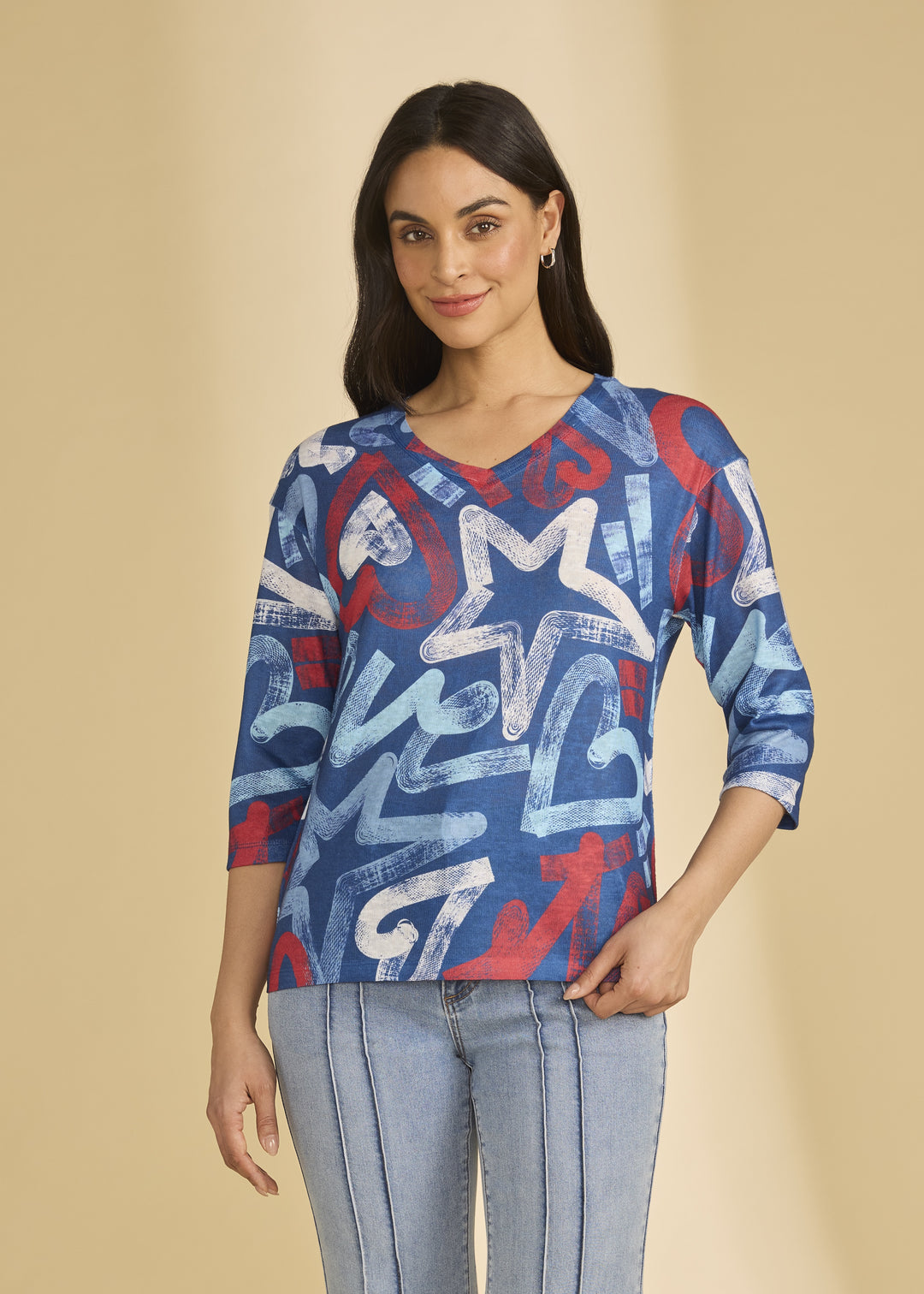 FDJ V-Neck Top 3699451-PRT Pop