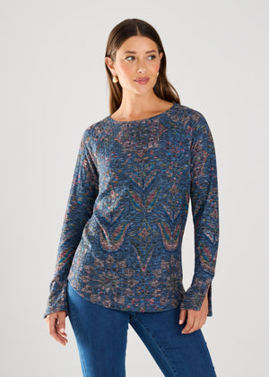 FDJ Long Sleeve Ribbed Top 3702508-TSO Teal Spiro