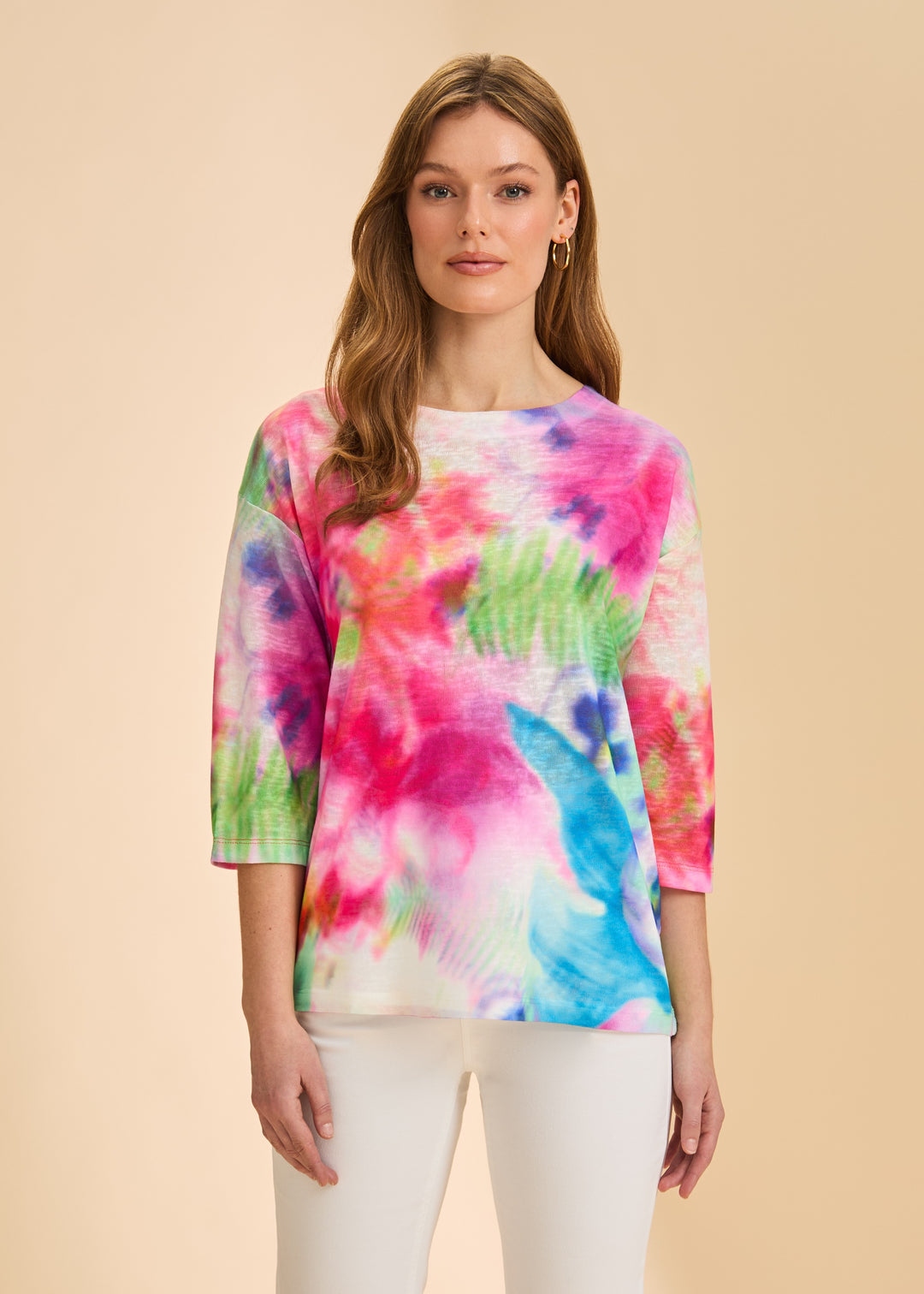 FDJ Drop Shoulder Top 3741451-PRT Floral Blur