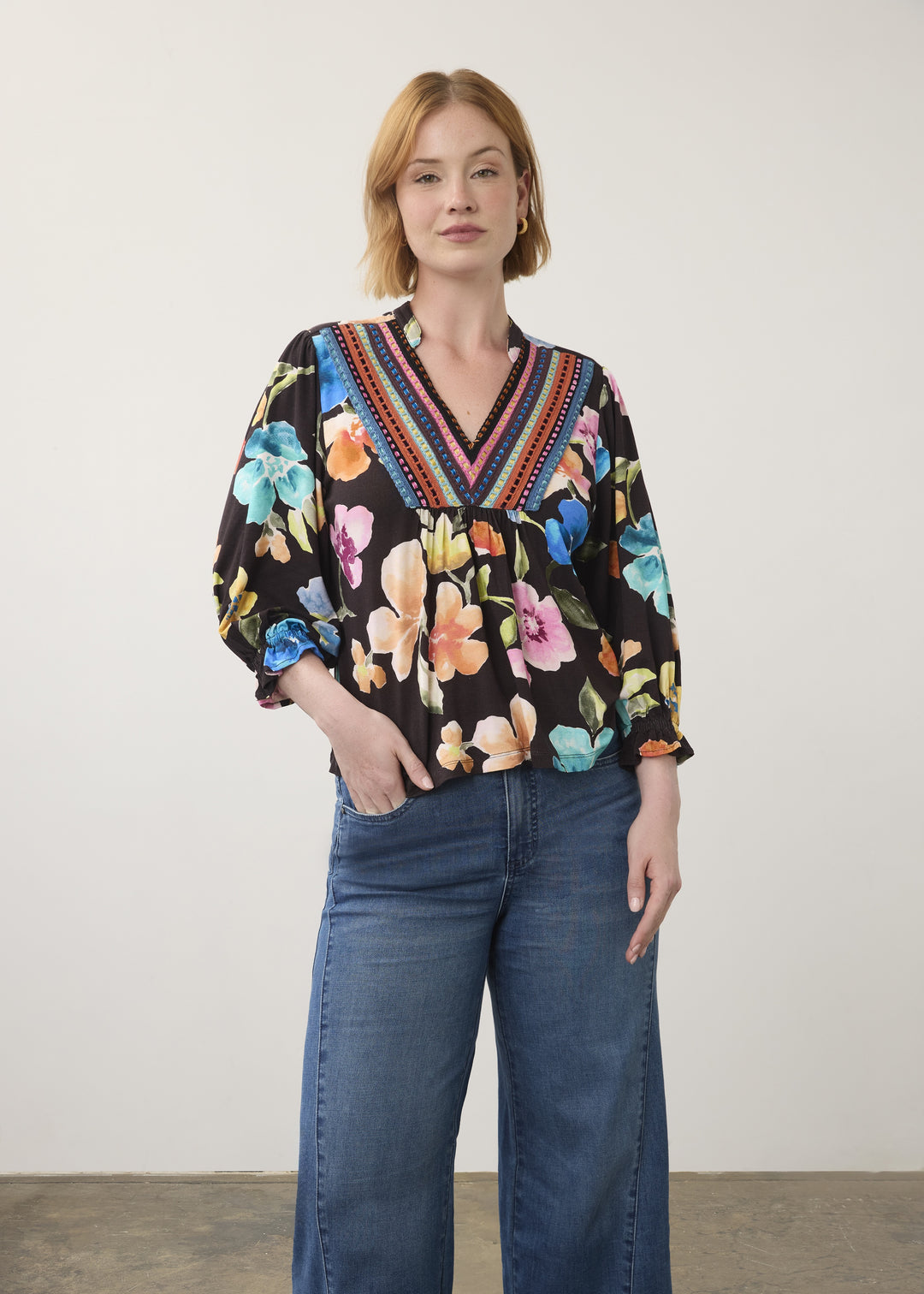 FDJ Embellished Top 3831153-REBE Rebecca Floral