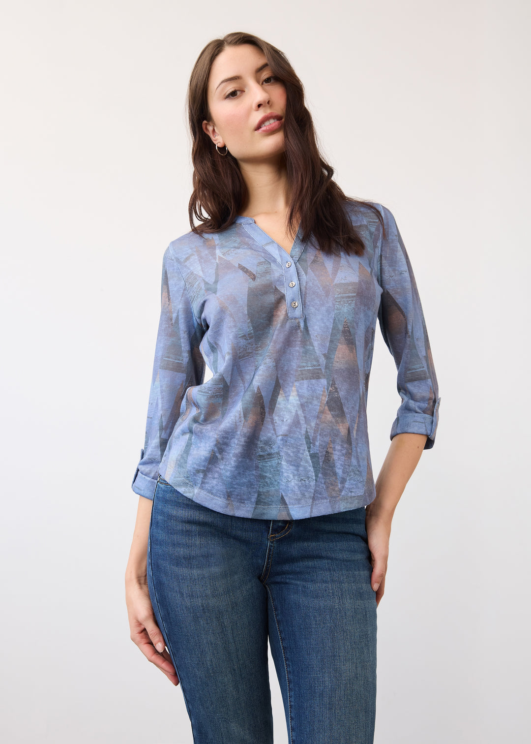 FDJ Henley Top 3853451-IND INdigo Leaf