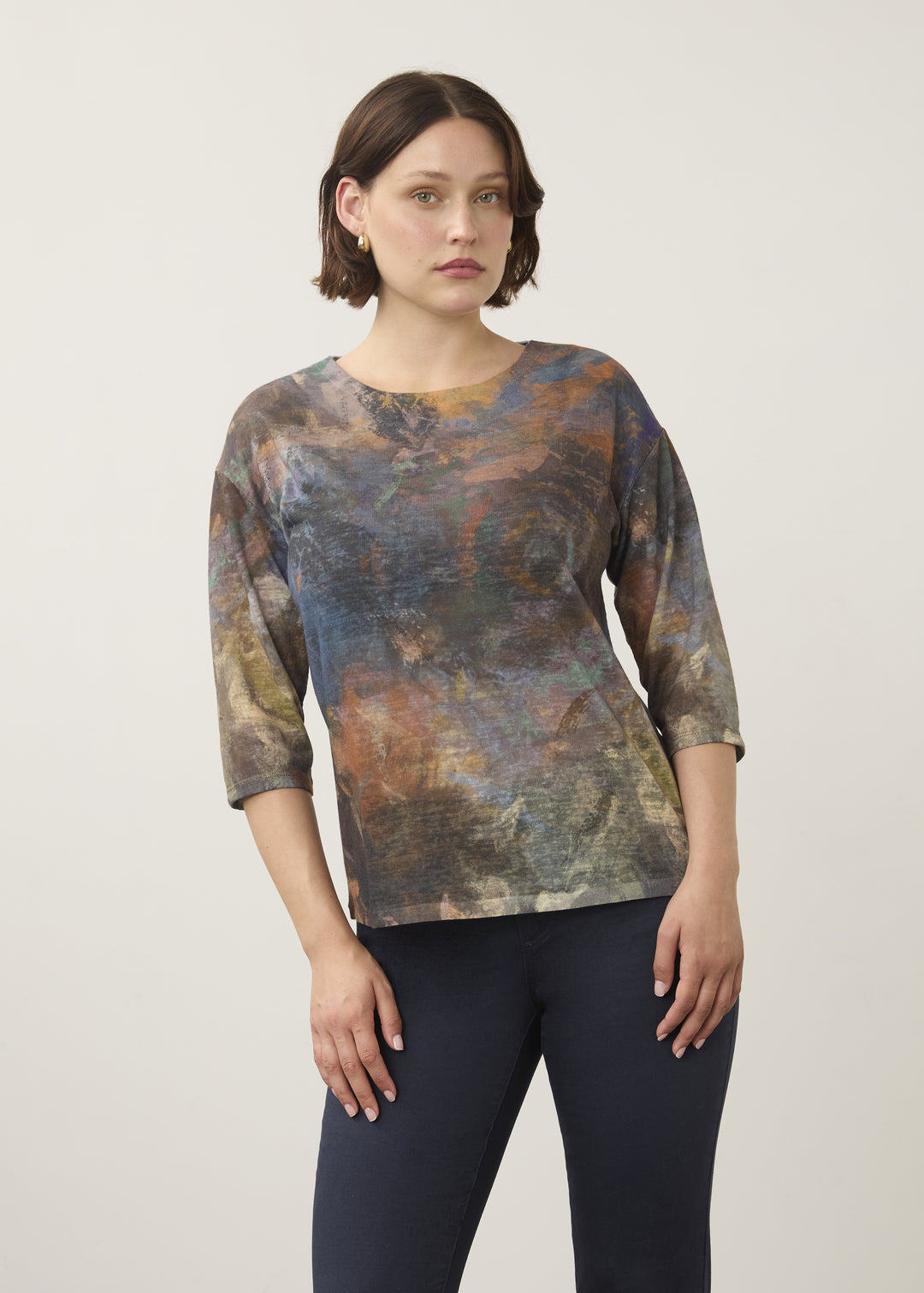 FDJ 3/4 Sleeve V-Neck Top 3901451-HEDY