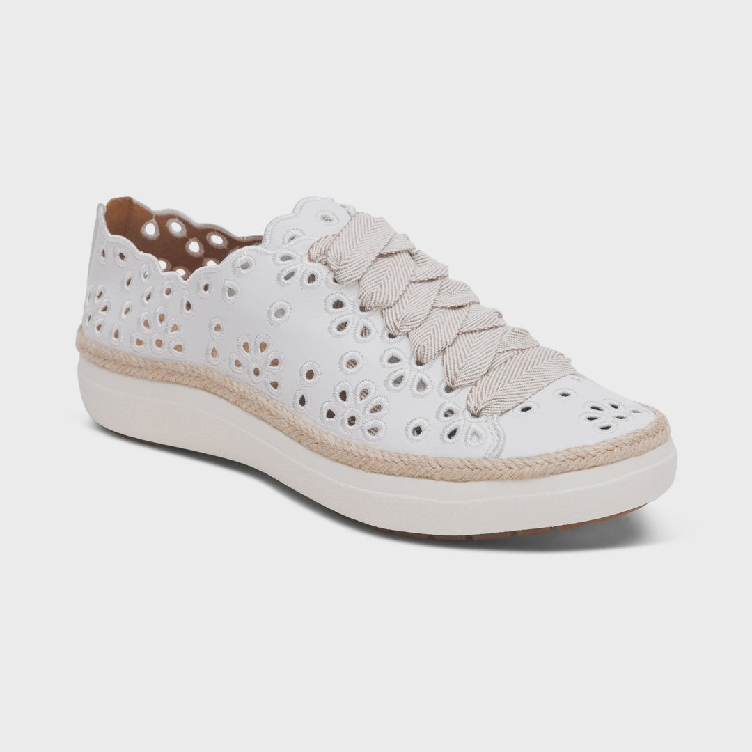 Aetrex Charlotte Laced Sneaker CA711-White Eyelet Leather