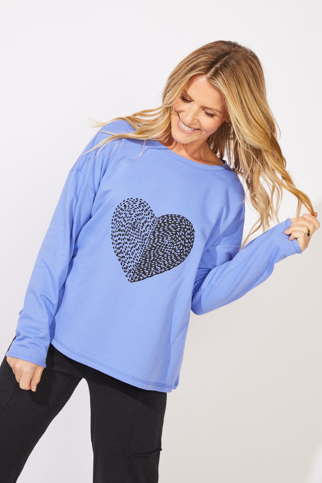Escape by Habitat "Needlepoint Heart" Pullover E44901-BAJABLU Baja Blue