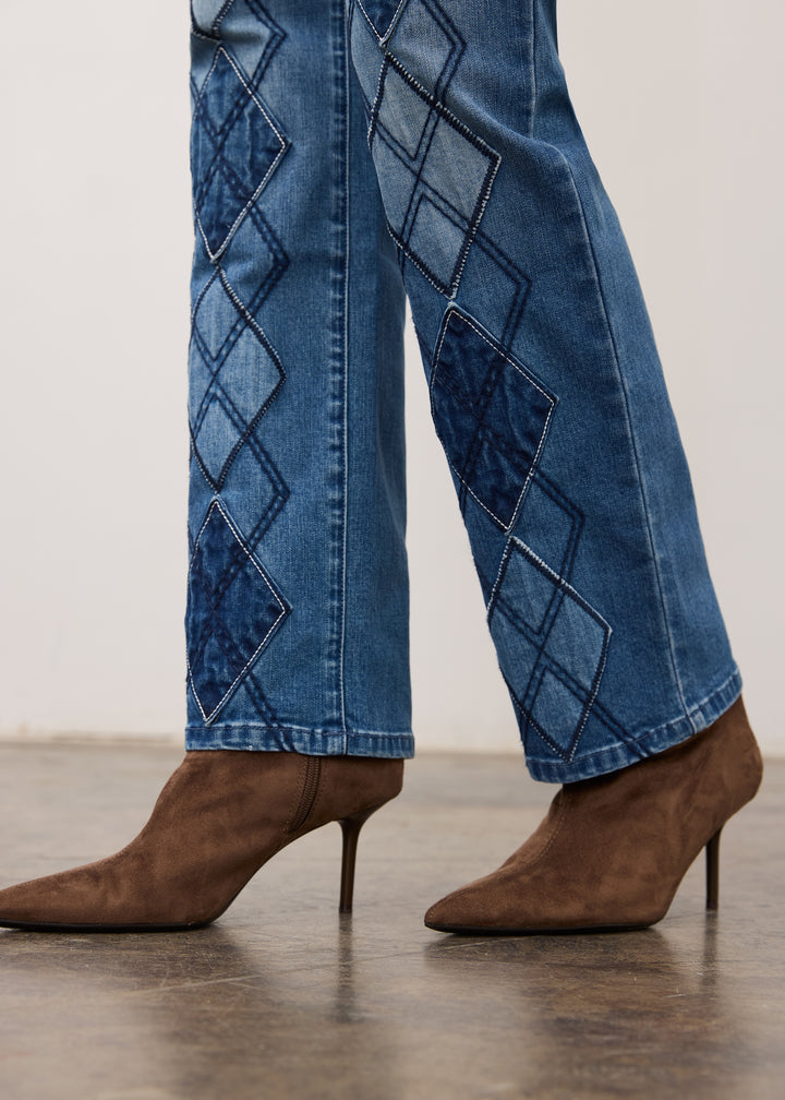 FDJ Christina Straight Leg w/ Argyle Embroidery 5153779-IND Indigo