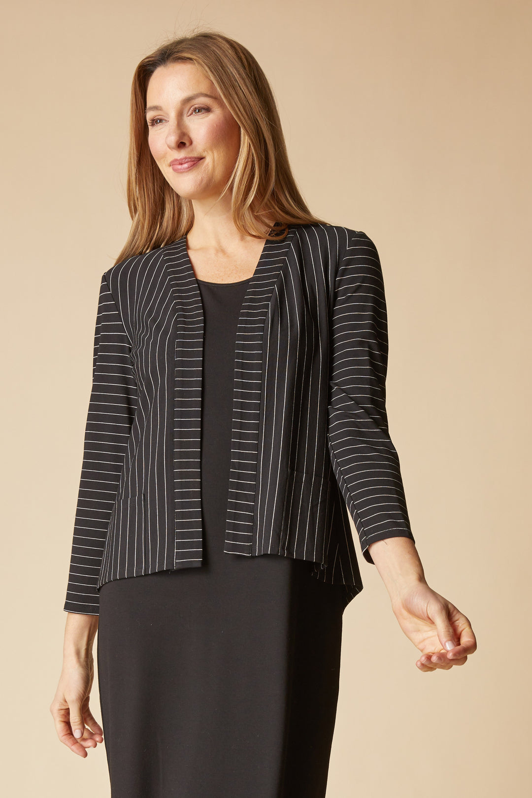 Habitat Shirred Back Striped Knit Jacket H56530-Black
