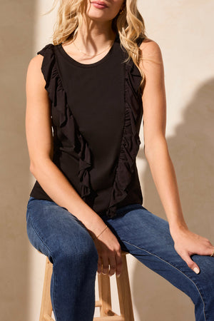 Tribal Sleeveless Top w/ Ruffle 5791O-4791-0002 Black