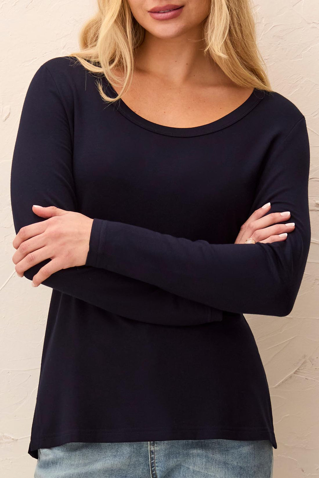 Tribal Scoop Neck Top w/ Side Slits 5895O-2422-1625 NightFall