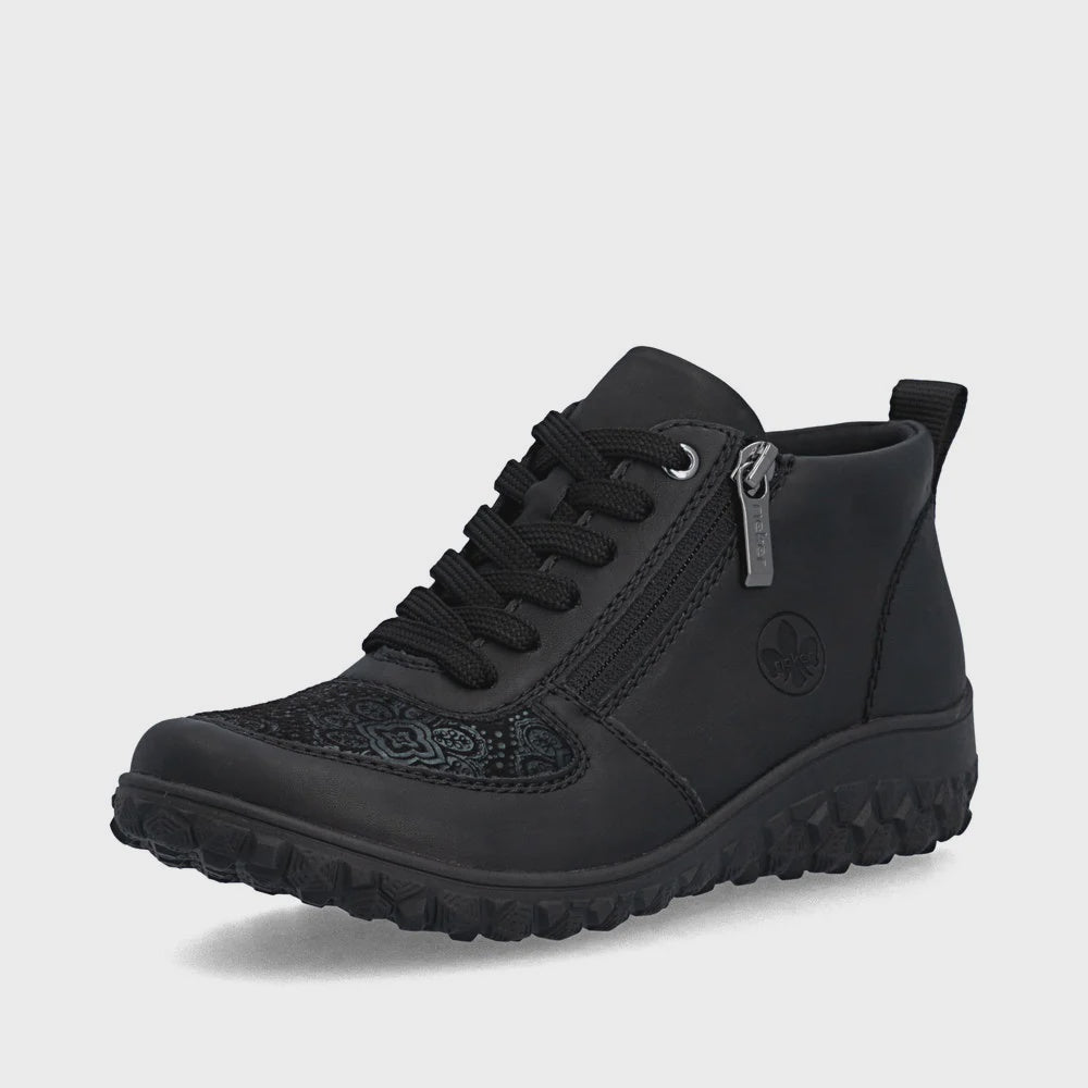 Womens Rieker Winter-Lined Ankle Boot w/ Side Zipper 59541-00 Black