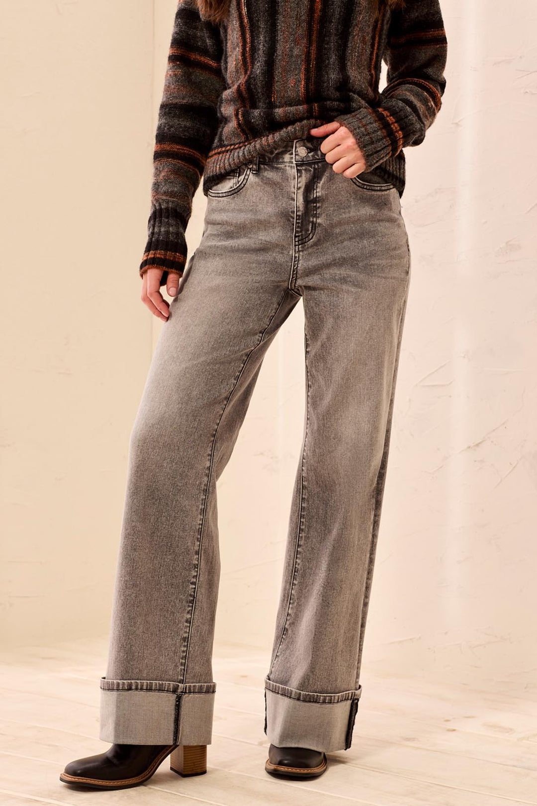 Tribal Brooke Palazzo Jean w/ Cuff 5987O-2020-2547 Basalt