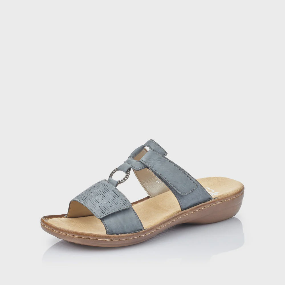 Womens Rieker Slip-On Sandal 60885-12 Steel Blue