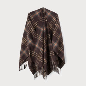 Caracol Fringed Plaid Shawl 6140-PRU Brown Mix