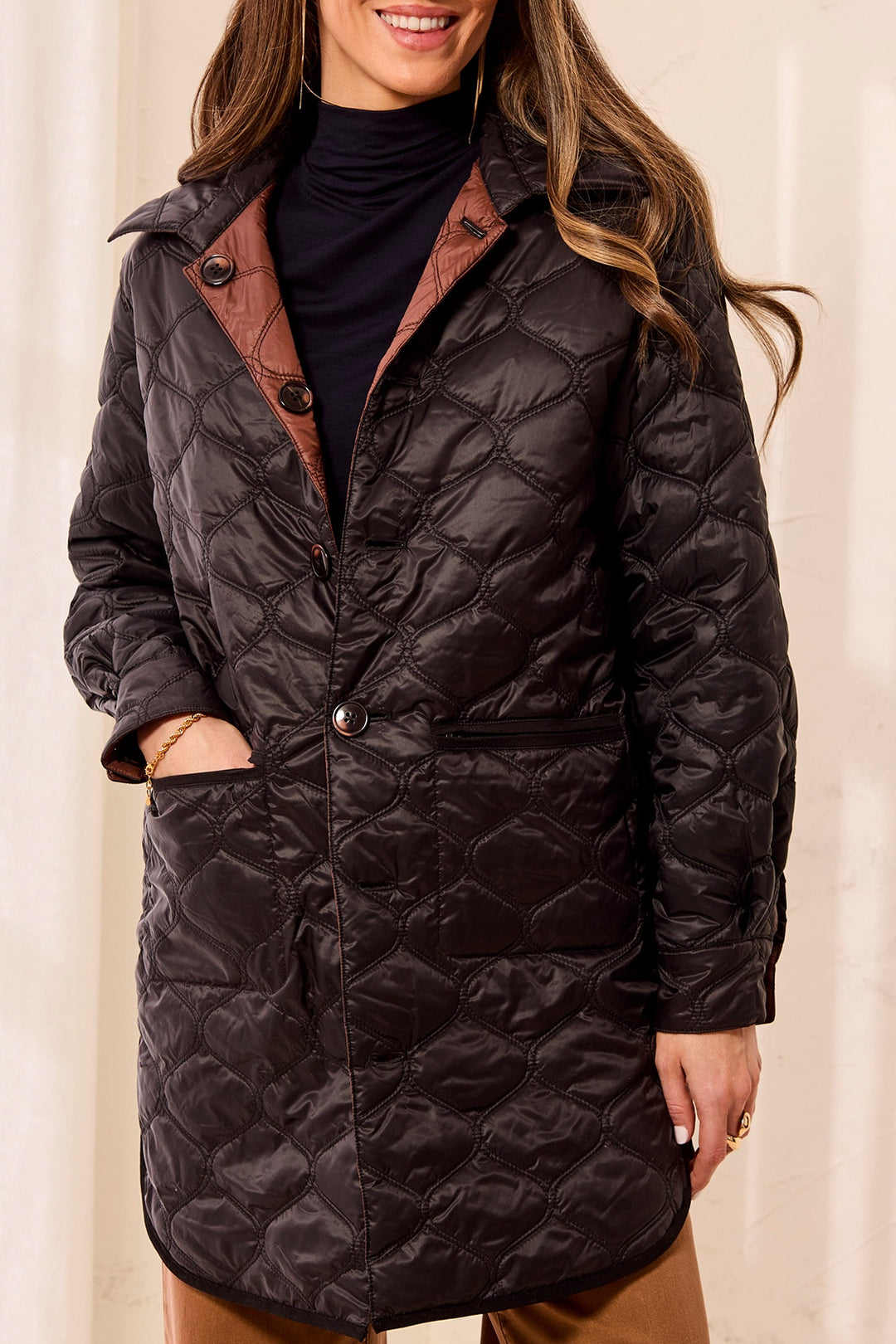 Tribal Reversible Quilted Jacket 6248O-5634-2543 Brown/Black