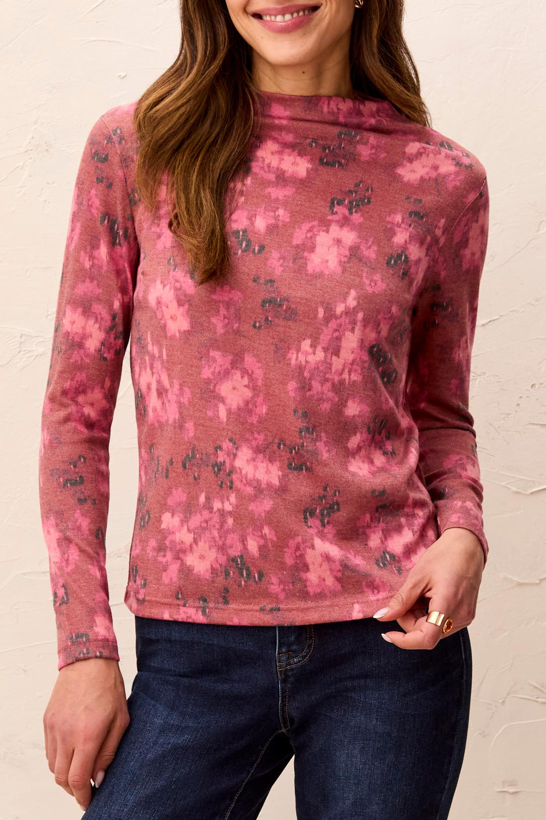 Tribal Long Sleeve Funnel Neck Top 6275O-4214-3371 Nostalgia