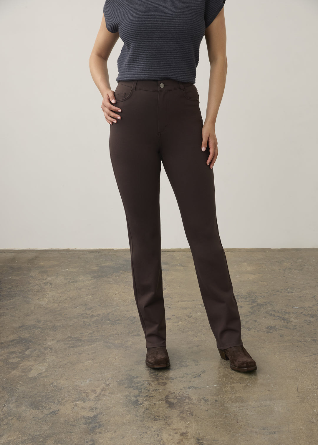 FDJ Suzanne Straight Leg Pant 6496396-BRN Brown