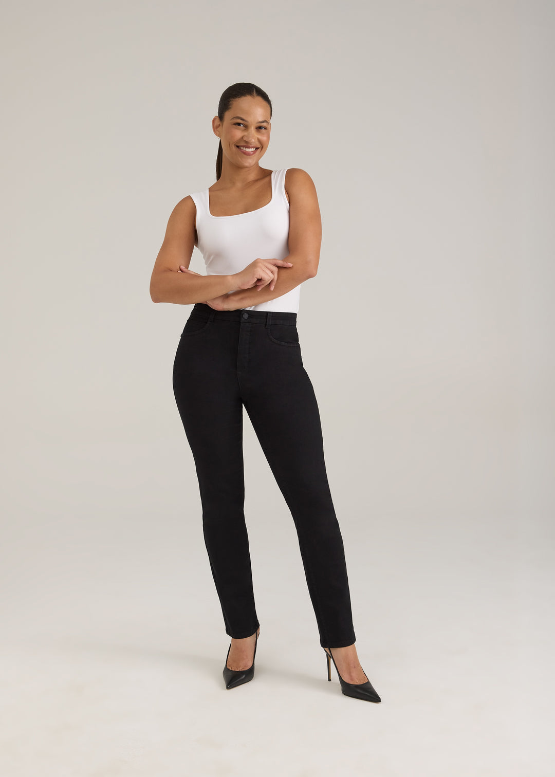 FDJ French Dressing Suzanne Straight Leg Jean - Petite -  8920660-BLK Black