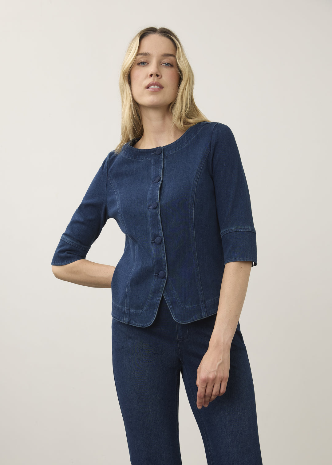 FDJ French Dressing Lightweight Denim Shirt Jacket 7023131-DKRINS Dark Rinse